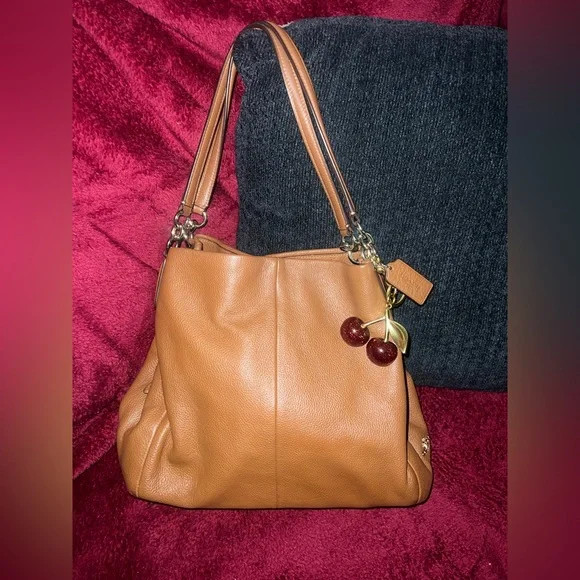 Coach Madison Phoebe Dalton 31 Leather Tan Handbag - Picture 1 of 11